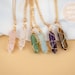 Crystal Wire Wrapped Necklaces, Rose Quartz, Amethyst, Opal, Aventurine, Gold Healing Stone Chakra Point Birthstone Gemstone Necklaces 