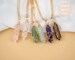 Crystal Wire Wrapped Necklaces, Rose Quartz, Amethyst, Opal, Aventurine, Gold Healing Stone Chakra Point Birthstone Gemstone Necklaces 