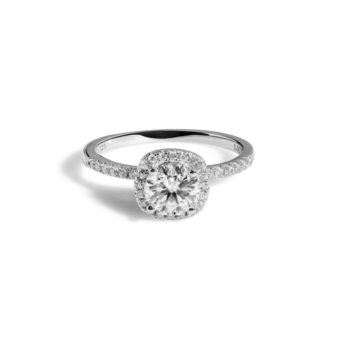 2ct D Color Moissanite Double Halo Engagement Ring
