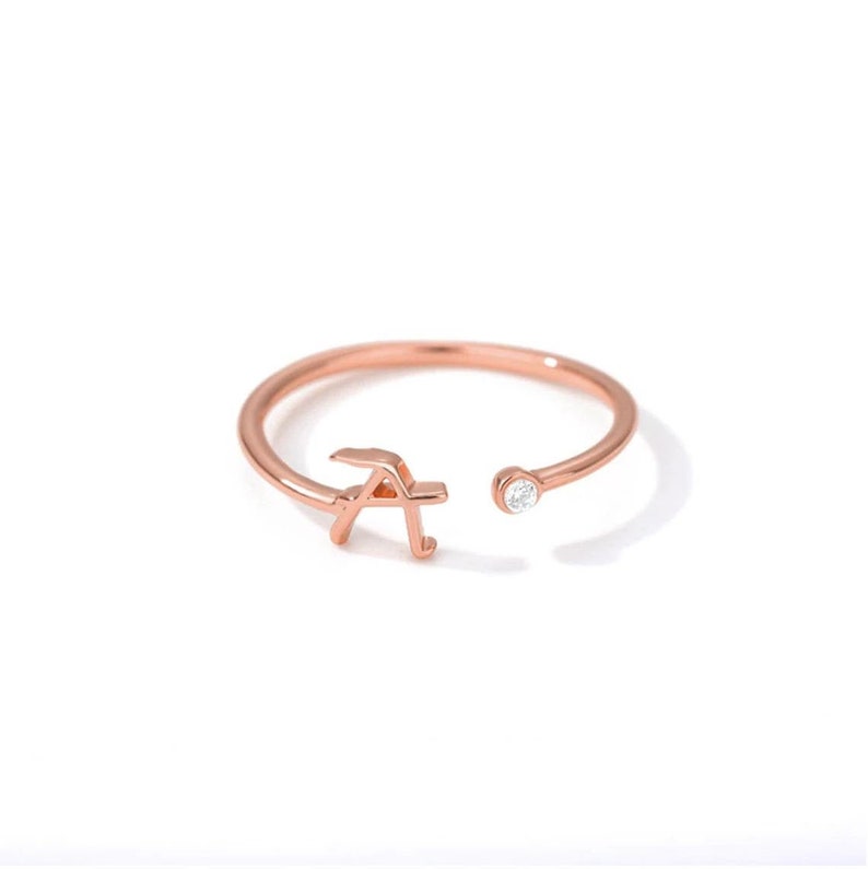 Rose Gold Plated Jewelry for Women Rings Gift for Women Letter Rings Gold Initial Ring Classic Monogram Design A-Z Silver