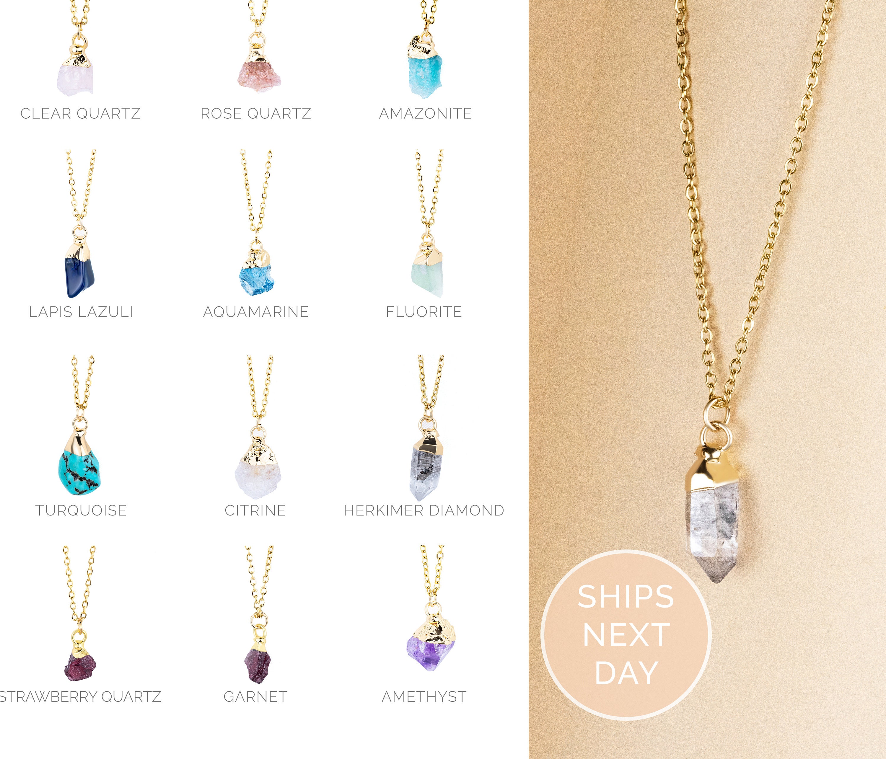 Raw Crystal Necklace, Rose quartz, Carnelian Crystal Necklace, Opal Necklace, Peridot Necklace, Stone Pendant, Crystal Jewelry Gold Dipped