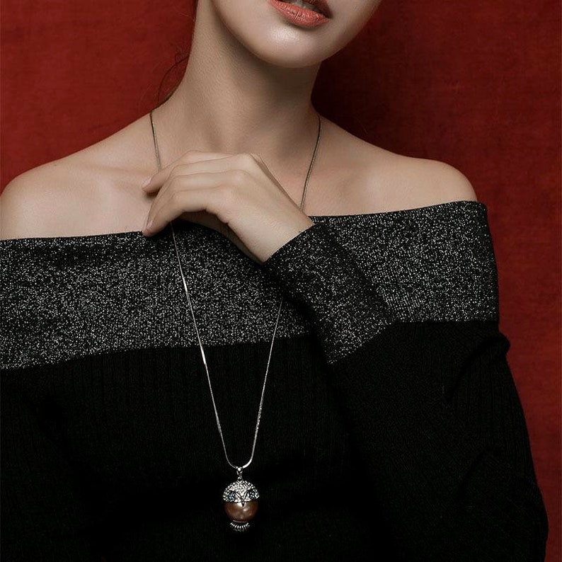 Crystal Rose Gold Pendant Birthday Gift Iced out Unusual Long Owl Pearl Necklace For Woman Cute Pendant Necklace Iced Animal Jewelry