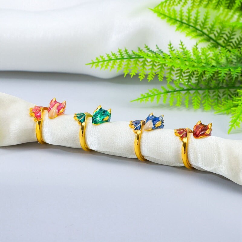 Dragon Ring Enamel Punk Viking Animal Snake Adjustable Finger Rings W…
