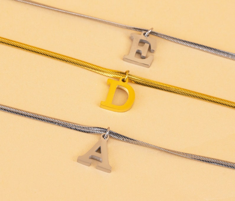 Initial Necklace 14K Gold Plated Personalized Letter Etsy