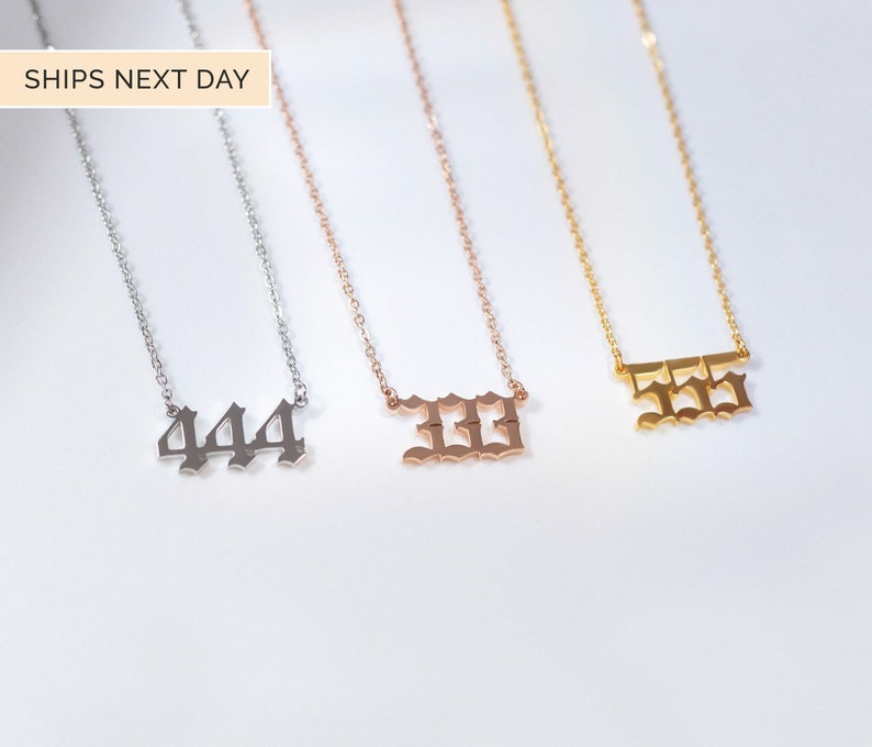 111, 222, 333, 444, 555, 777, 999, 888 Angel Number Necklace Stainless Steel, Custom Jewelry Necklace Charms Gold Minimalist Pendant Design 