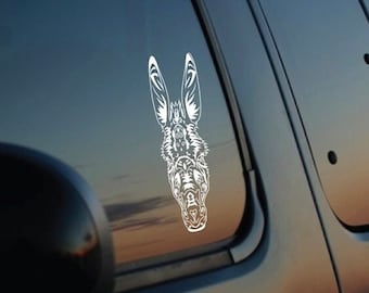 White Donkey or Mule Mandala Window or Laptop Sticker - Transparent (for tinted car windows or dark surfaces) - donkey or mule gift