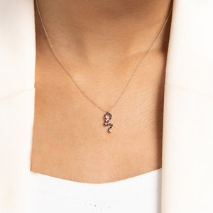 Minimal Snake Necklace Diamond-Sapphire-Spinal Gold-Rose Gold-White Gold 14k image 1