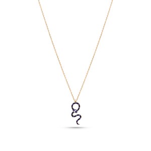 Minimal Snake Necklace Diamond-Sapphire-Spinal Gold-Rose Gold-White Gold 14k Gold