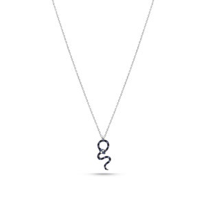 Minimal Snake Necklace Diamond-Sapphire-Spinal Gold-Rose Gold-White Gold 14k White