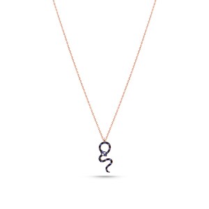 Minimal Snake Necklace Diamond-Sapphire-Spinal Gold-Rose Gold-White Gold 14k Rose gold