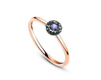 Minimal Dainty Sapphire Design Ring 14k Gold