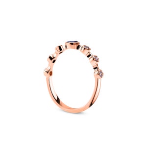 Minimal Dainty Marquise Sapphire and Brown Diamond 14k Solid Gold Ring image 4