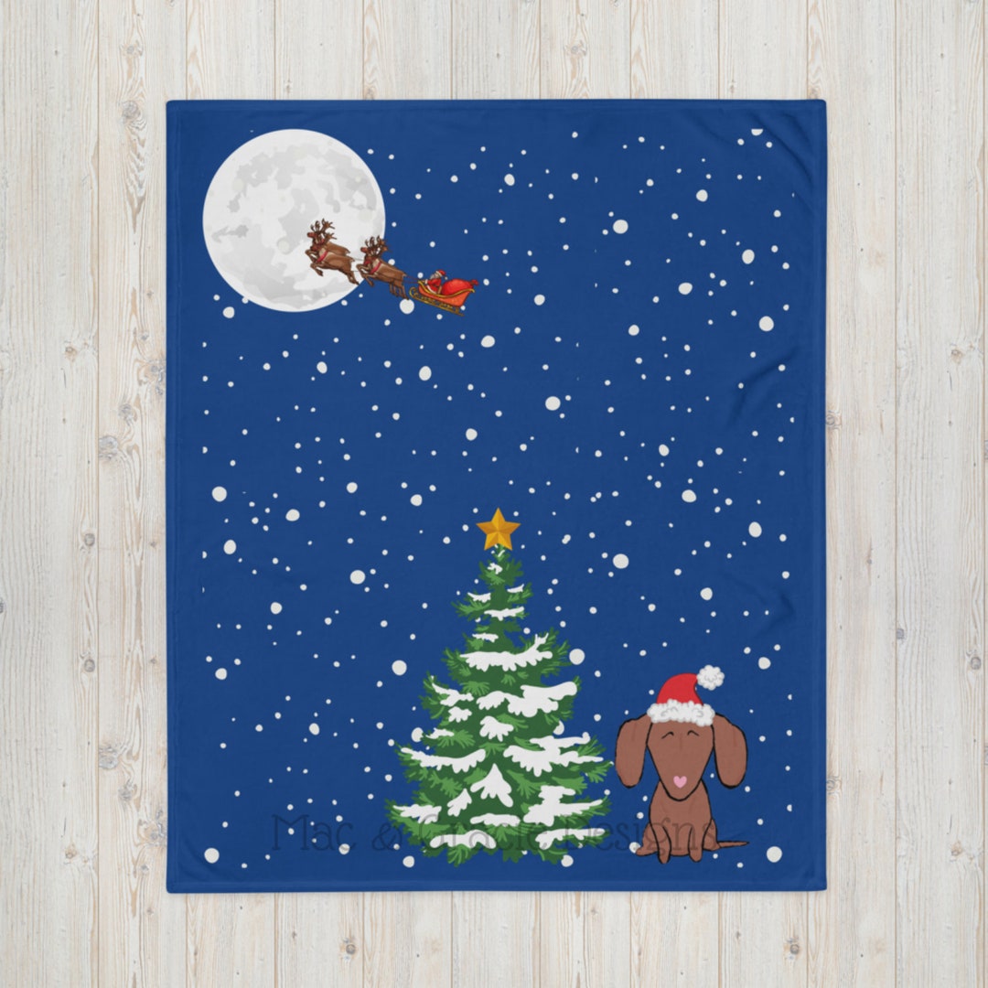 Dachshund, Santa's Sleigh Blanket, Blanket, Dog Christmas Blanket