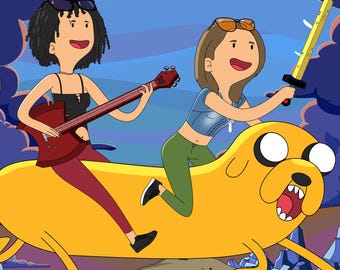 Custom Adventure Time Portrait, Personalized Cartoon Drawing, Hand Drawn Digital Art