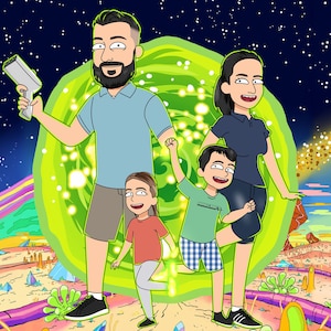 Rick and Morty Portrait, Rick and Morty Custom portrait, Anniversary Gifts, Couple Gifts, Birthday Gifts, Father&#39;s Day Gift