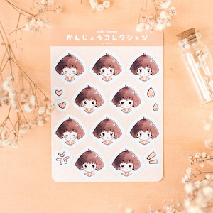 Emote Chibi: Mini-fogli adesivi Emozioni Anime Girl