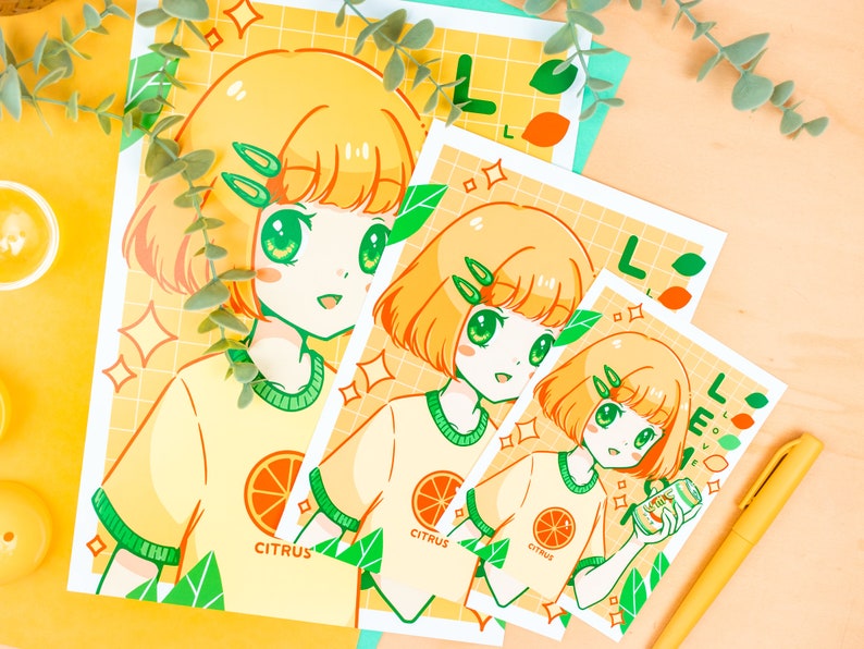 Anime Lemon Soda Girl Print/Poster different sizes image 5