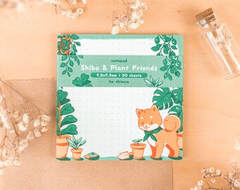 Shiba & Plant Friends: Cute Dotted Notepad