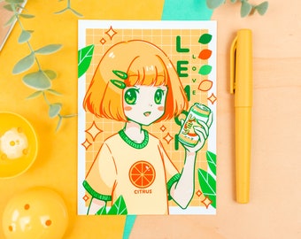 Anime Lemon Soda Girl Print/Poster (different sizes)