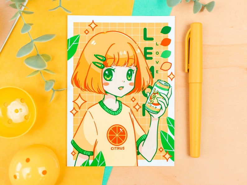 Anime Lemon Soda Girl Print/Poster different sizes A6 (Fine Art)