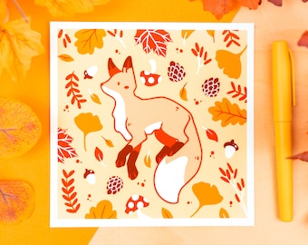 Cute Fall Fox: Fine Art Square Print