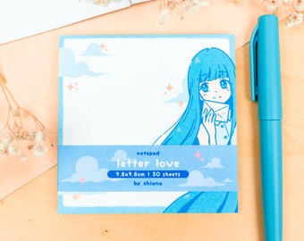 Notepad Letter Love: Anime Girl with Letter