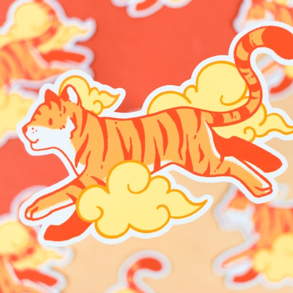 Jahr des Tigers: Aesthetic Tiger Sternzeichen Sticker