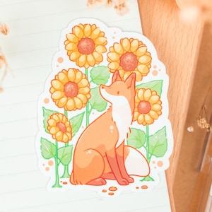 Sunflower Fox: Cute Animal Sticker