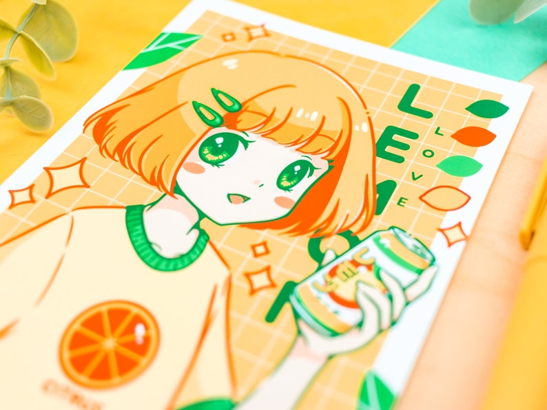 Anime Lemon Soda Girl Print/Poster different sizes image 2