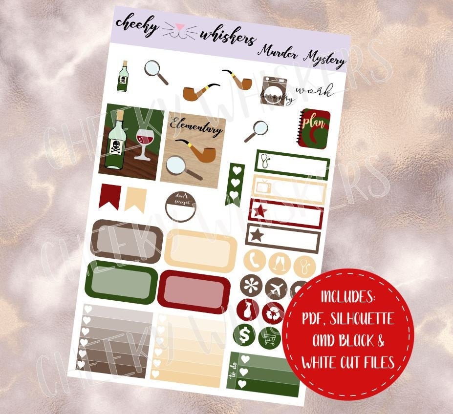 Murder Mystery weekly minimalist kit Printable Stickers for | Etsy