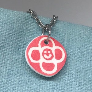 Red Flower Necklace, Tiny Flower Necklace image 1