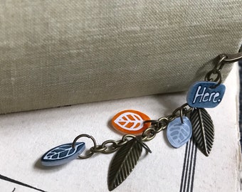 The ”Here” Bookmark, Nature Bookmark, Leaf Charms