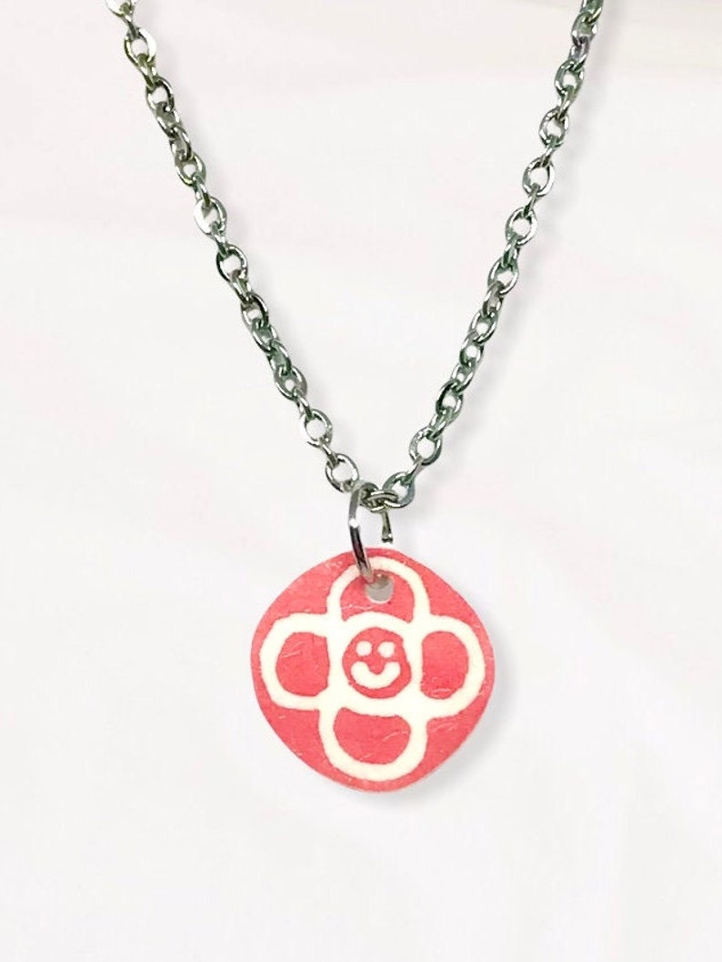 Red Flower Necklace, Tiny Flower Necklace image 6