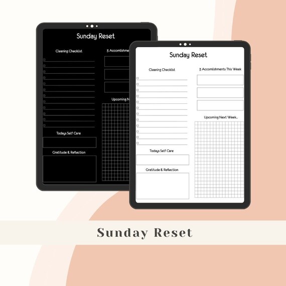 Sunday Reset Planner: Self-Care Wellness Journal (Digital)