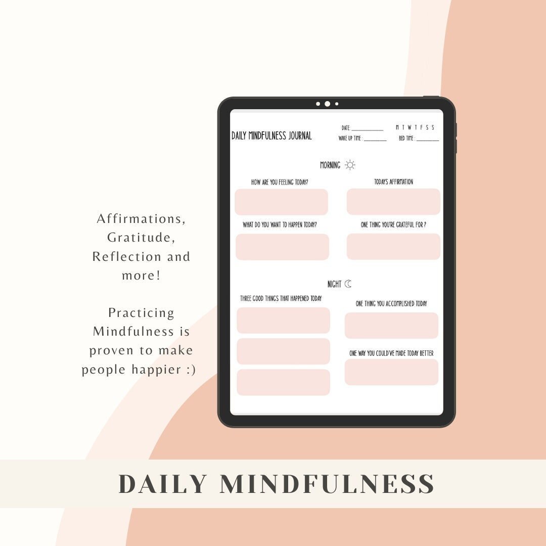 Daily Mindfulness Journal: Gratitude & Reflection (Digital Printable)