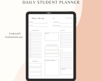Student Undated Daily Planner, College Schedule Template (PDF)