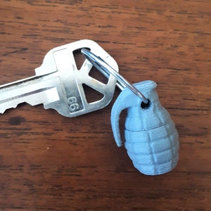 TINY Grenade shaped pill vial for keychain or necklace, screw on lid