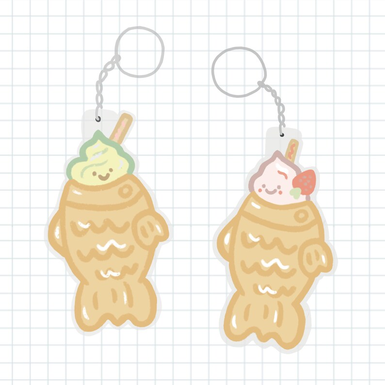 Matcha Taiyaki Ice Cream Acrylic Keychains Cute Japanese - Etsy