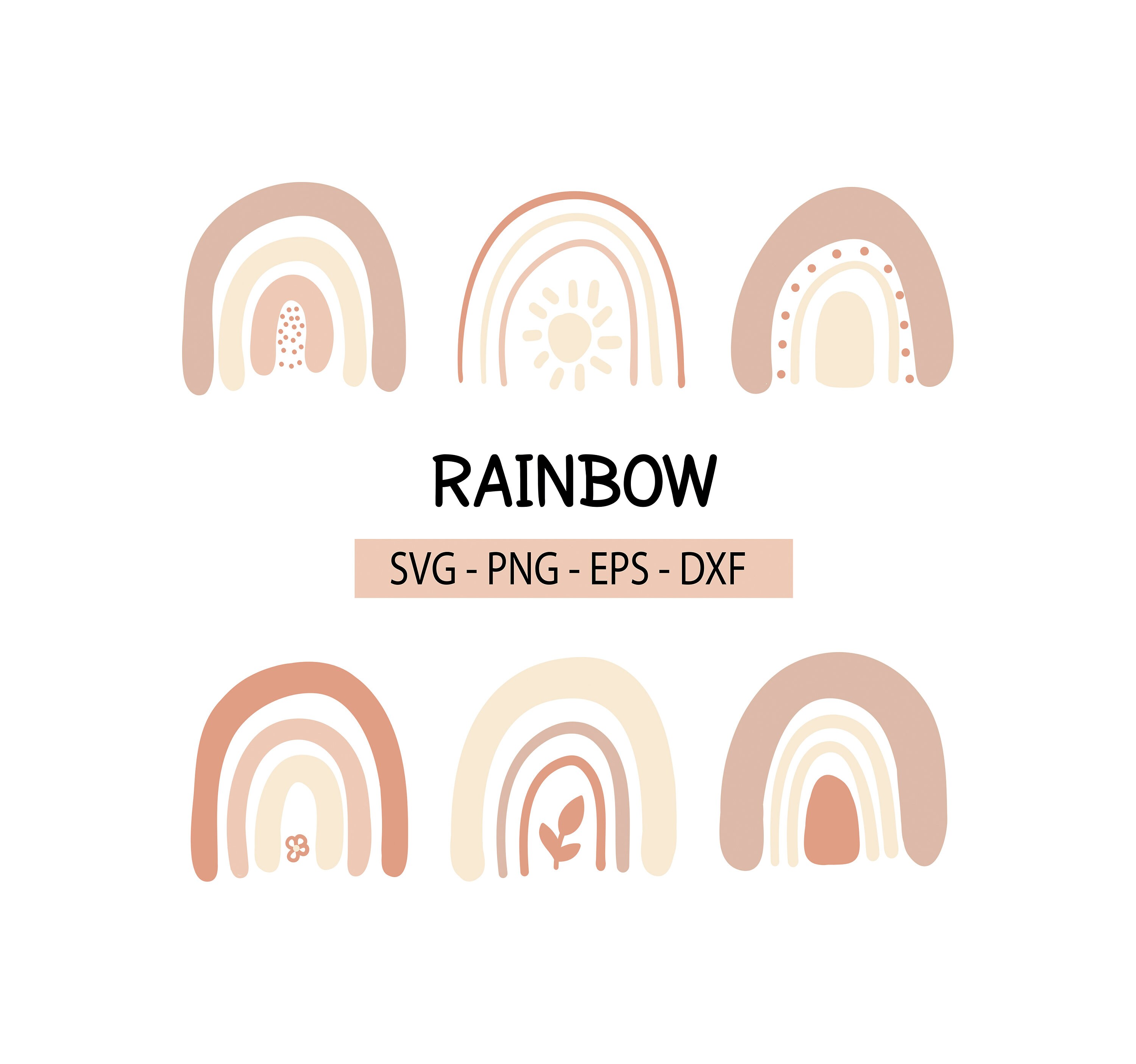Boho Rainbow Svg Clipart, Rainbow Svg Files, Rainbow Boho Color Clipart ...