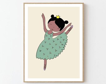 Ballerina Art Print, Pretty Ballerina  Poster, Ballerina illustration, Ballerina poster, Girl room decor, Ballerina Wall Art, Nursery Decor