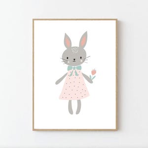 Bunny Art Print Poster,Bunny illustration,Wall nursery decor,Children room decor, Rabbit Art Poster, Animal Prints, Whimsical print poster