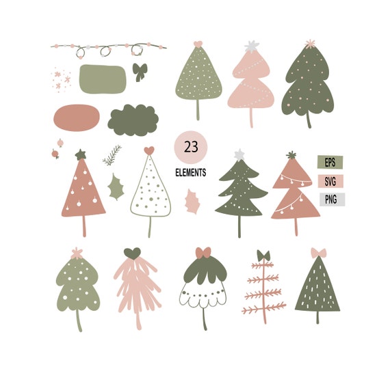 Download Christmas Boho Tree Clipart Christmas Tree Svg Christmas Etsy