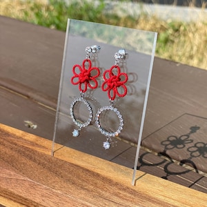 Traditional Korean Knot Earrings / K HANBOK Jewelry / Hypoallergenic Titanium Posts / Plum Flower Earrings / KPop Demon