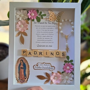 Caja de sombras para propuesta de padrinos, caja para padrinos, bautismo, bautizo, caja para propuesta, idea de regalo, decoración del hogar