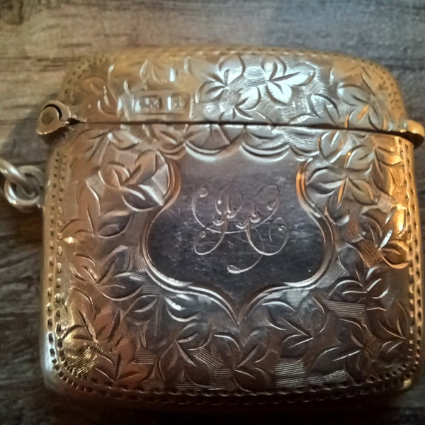 A Sterling Silver Vesta Case With A Gilded Interior By John Rose, Birmingham 1909