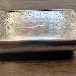 Engraved Silver Plated Snuff Box: 19th Century Antique