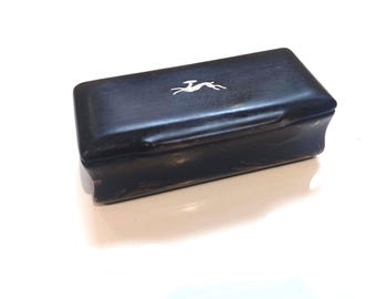 A Beautiful Antique Horn Snuff box With a Silver Horse Inlay on the Lid