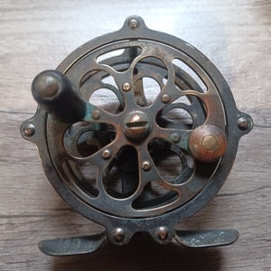 Vintage Pflueger Progress Bull Dog Skeleton Brass Fly Reel
