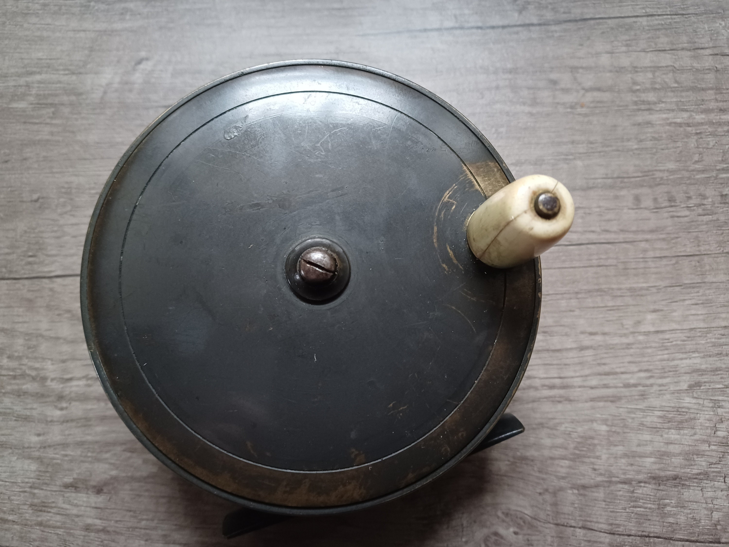 Vintage Fishing Reels THREE Solid Brass, Wood Brass, and Bakelite