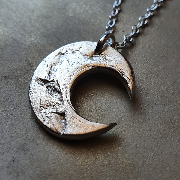 Sahara CRESCENT MOON, Handmade Fine Silver Pendant, Moon phase necklace, eco-friendly, recycled silver